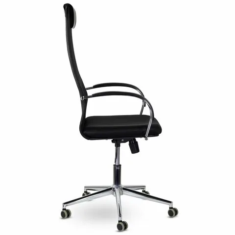 Кресло офисное BRABIX "Pilot EX-610 CH" premium, хром, ткань-сетка, черное, 532417