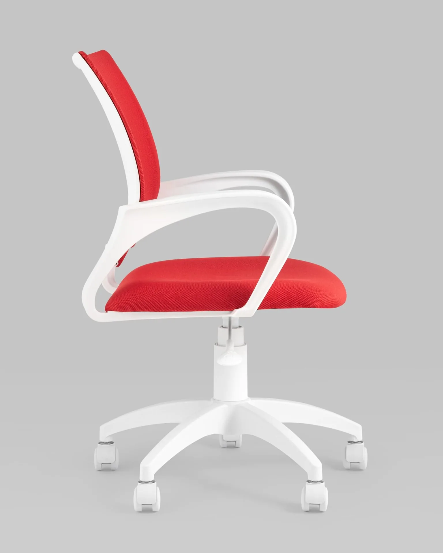 Кресло офисное TopChairs ST-BASIC-W красная ткань крестовина белый пластик.