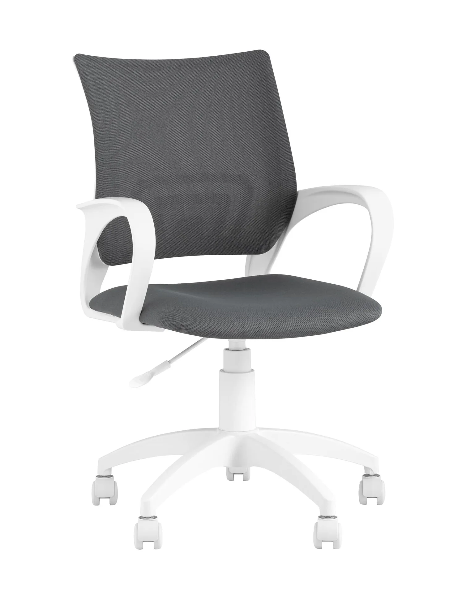 Кресло офисное Topchairs ST-BASIC-W серая ткань крестовина белый пластик.