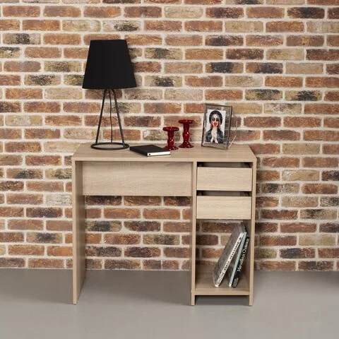 Стол письменный/компьютерный BRABIX "Scandi CD-017", 900х450х750 мм, 2 ящика, дуб сонома, 641895, ЦБ013706-2