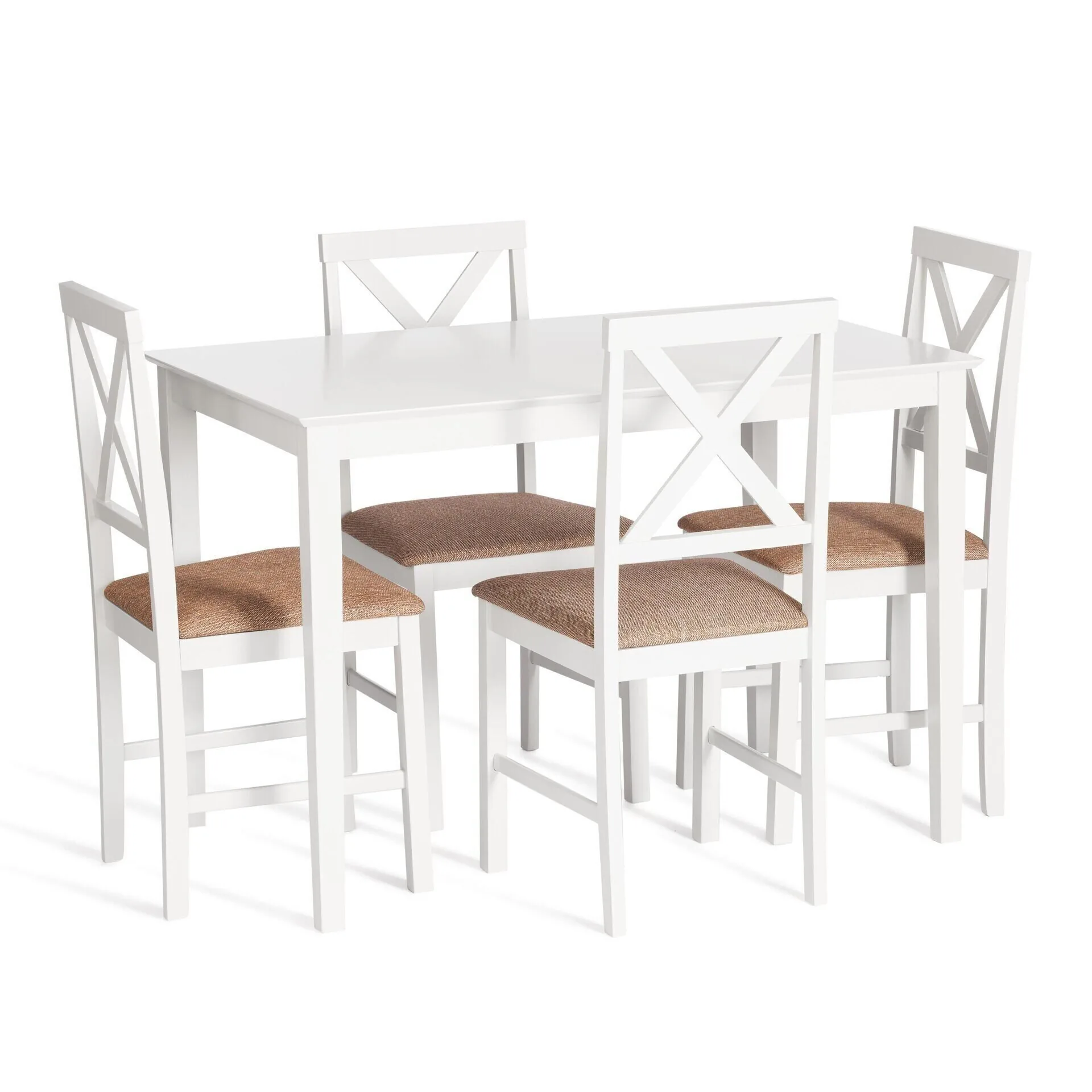 Обеденный комплект Хадсон (стол + 4 стула)/ Hudson Dining Set pure white (белый 2-1)_13693.