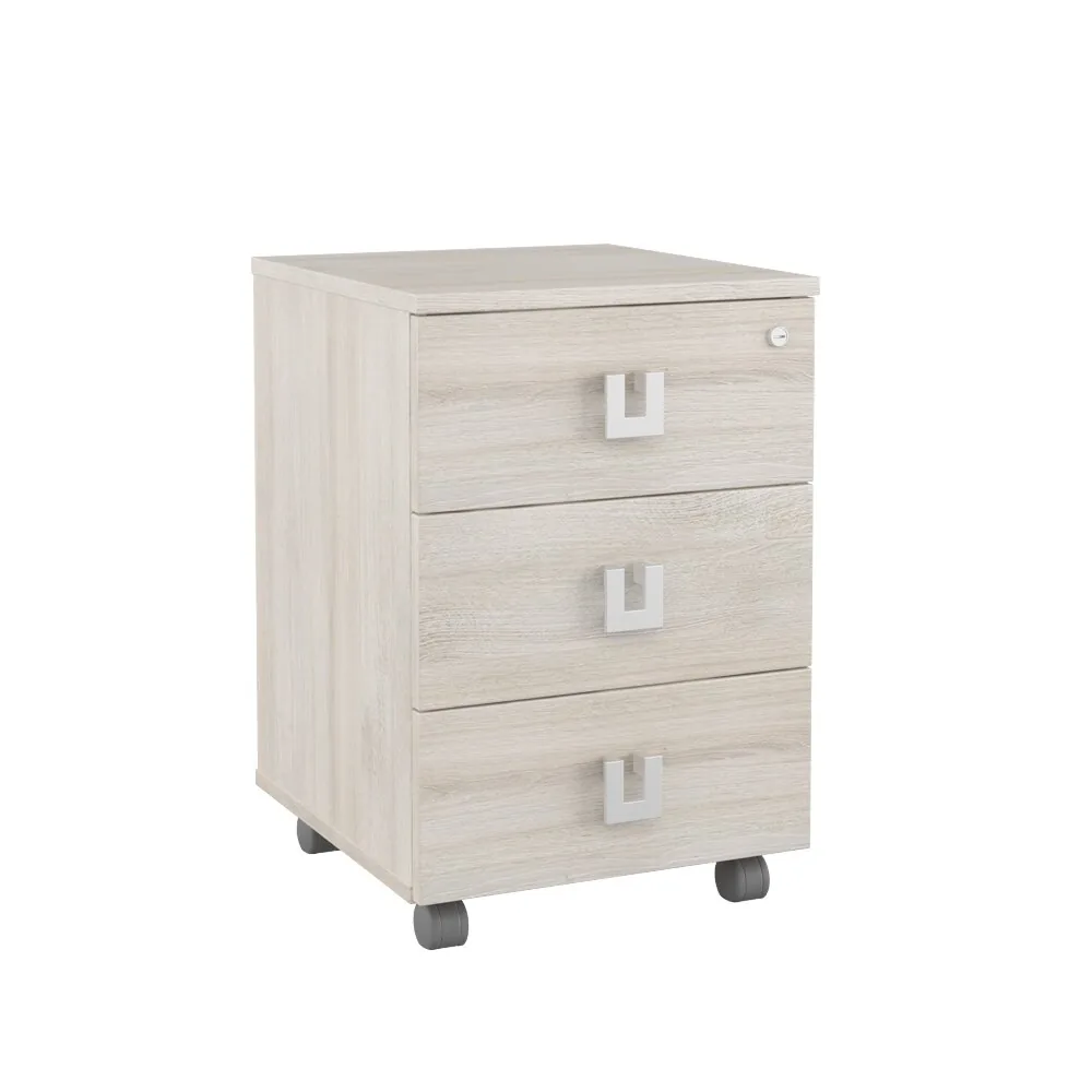 Solid  Тумба подкатная с 3 ящиками 42x45x62 дуб шамони светлый SOL29730302