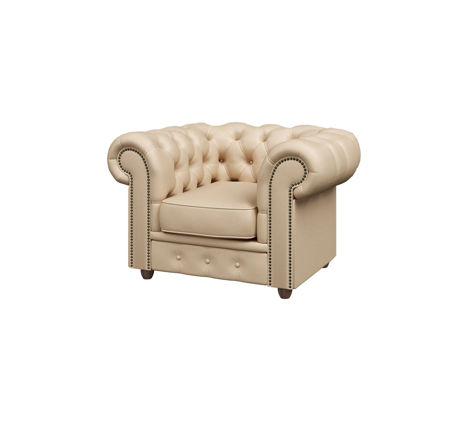 ChL1 Кресло Честер-Люкс, Chester-Lux кожа и компаньон Madras madras_naturale beige 1180х950х760
