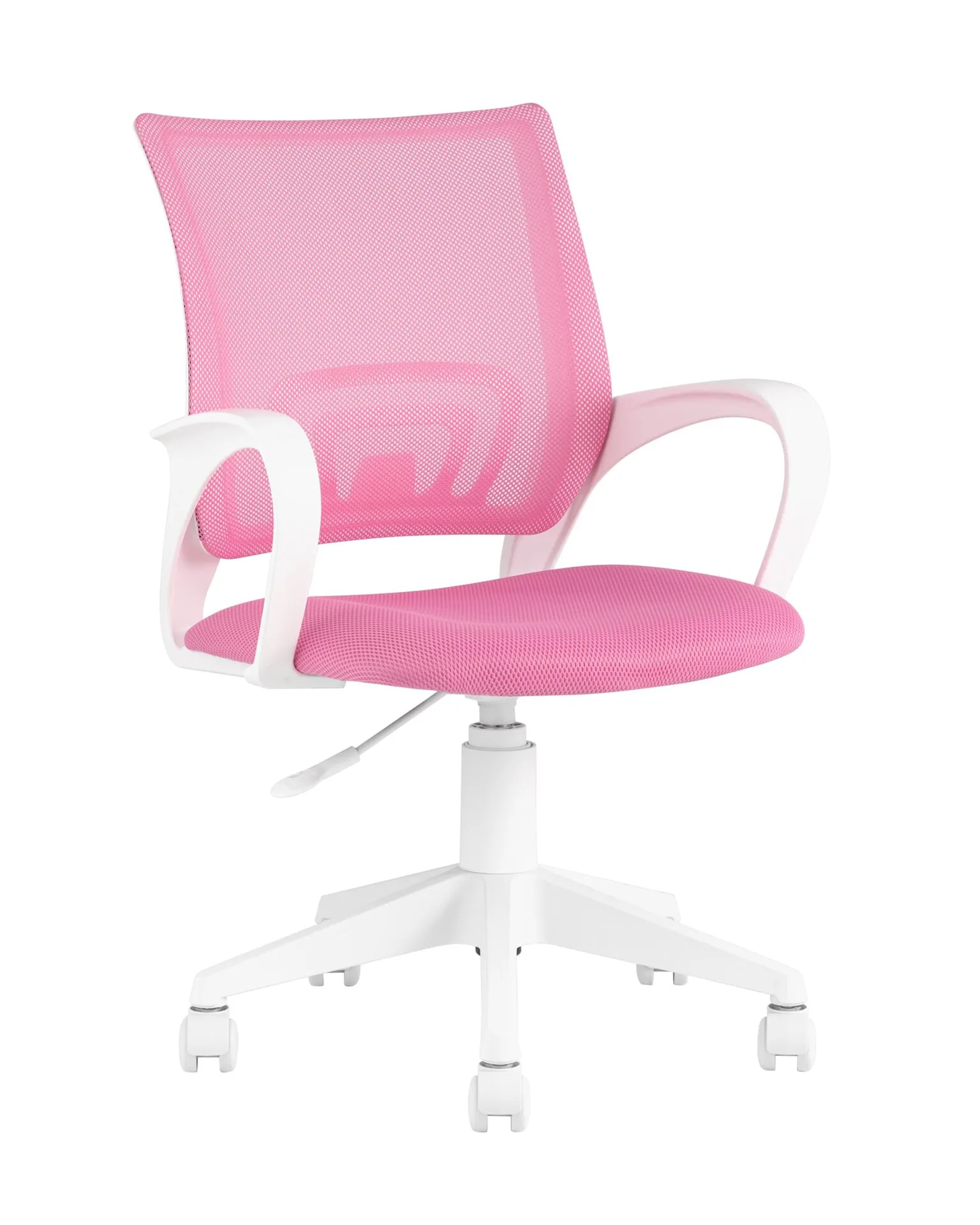 Кресло офисное TopChairs ST-BASIC-W розовый крестовина пластик белый.