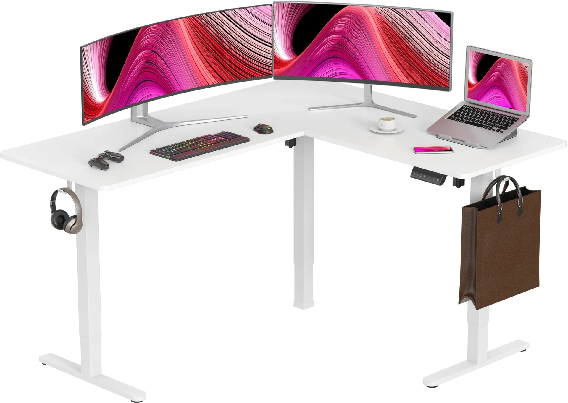 Стол для компьютера Cactus CS-EDXL-WWT столешница МДФ белый каркас белый 160x140x72см