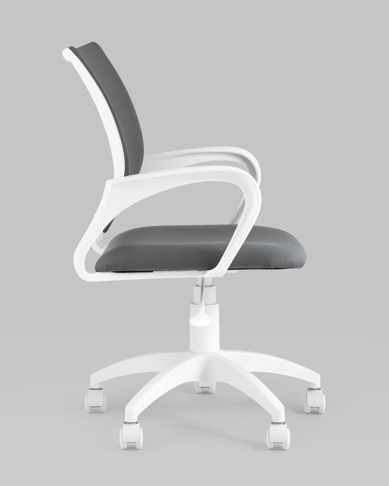 Кресло офисное Topchairs ST-BASIC-W серая ткань крестовина белый пластик.