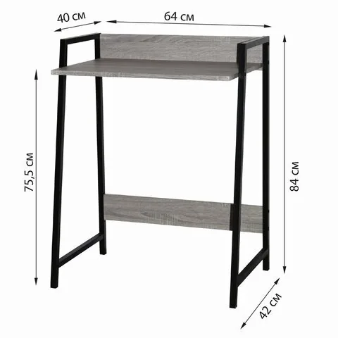 Стол на металлокаркасе BRABIX "LOFT CD-003", 640х420х840 мм, цвет дуб антик, 641216