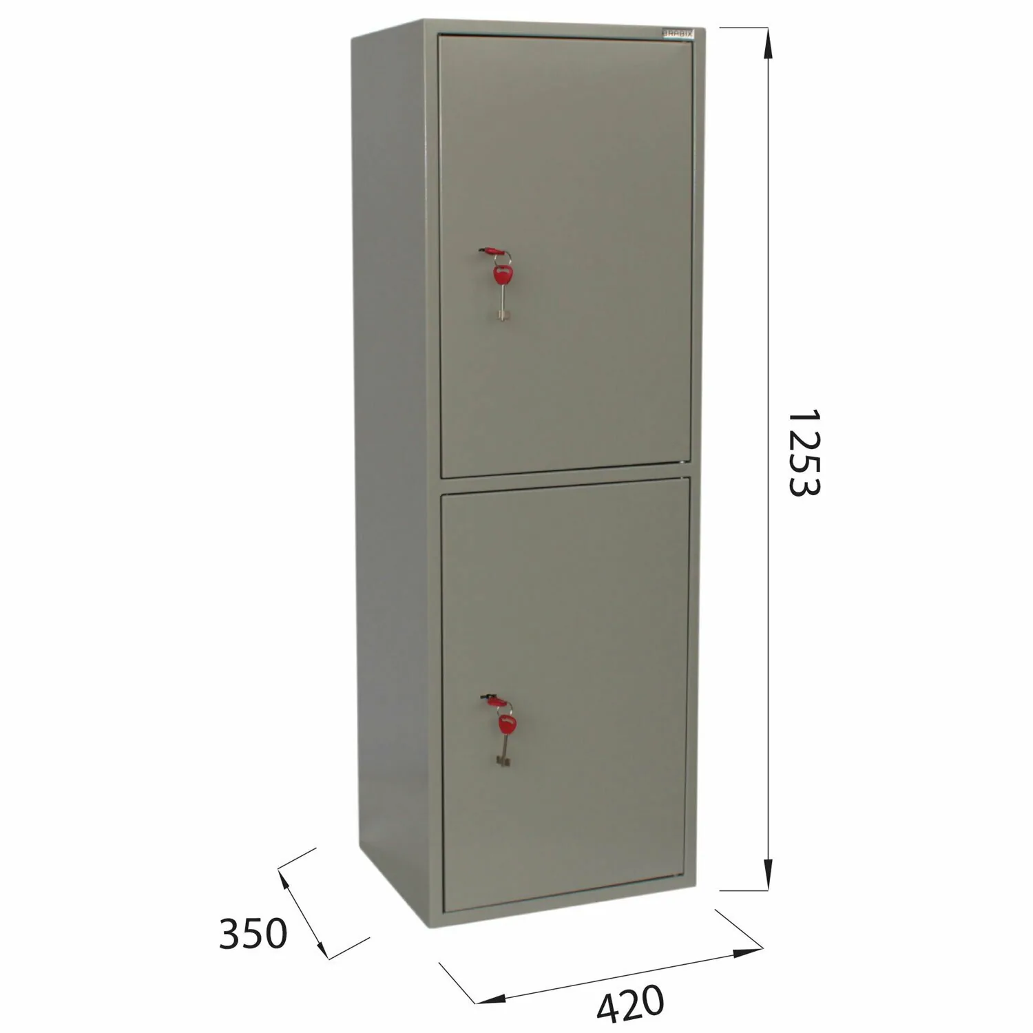 Шкаф металлический для документов BRABIX "KBS-023Т", 1253х420х350 мм, 27,5 кг, 2 отделения, сварной, 291155