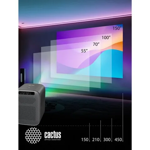 Проектор CACTUS CS-PRC.07B.WUXGA-A, LCD, 1920x1080, 16:9, 4:3, 350 лм, 2000:1, 1 кг